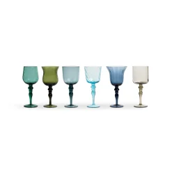 Bicchieri>Bitossi Home Set 6 Calici Forme Assortite - Texture Nuance Blu/Verde