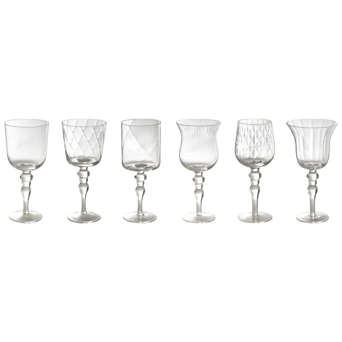 Bicchieri>Bitossi Home Set 6 Calici Forme Assortite - Texture Trasparente