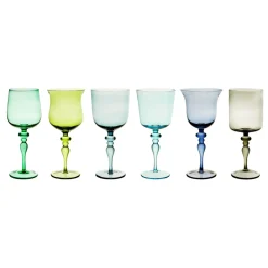 Bicchieri>Bitossi Home Set 6 Calici Stelo Lavorato Forme Assortite Nuances Blu/Verde